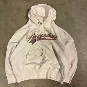 Vintage Y2K Aeropostale Hoodie Distressed Boxy Spellout Faded Thrashed